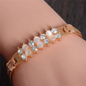 MISANANRYNE  Womens Jewelry Gold Color Cute Austrian Crystal Amazing Cat's Eye Stone Fashion Bracelets