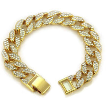 Load image into Gallery viewer, Hip Hop Bling Iced Out Men&#39;s Rapper Bracelet Full Rhinestone Pave Gold Color Miami Cuban Link Chain Bracelets for Men Jewelry