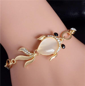 MISANANRYNE  Womens Jewelry Gold Color Cute Austrian Crystal Amazing Cat's Eye Stone Fashion Bracelets