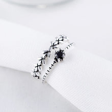 Load image into Gallery viewer, Party 1PC 2018 New Arrival Men Adjustable Obsidian Ring Leaf Graceful Women Gifts Crystal Exquesite Open Silver Beautiful