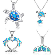 Load image into Gallery viewer, Fashion Silver Filled Blue Imitati Opal Sea Turtle Pendant Necklace for Women Female Animal Wedding Ocean Beach Jewelry Gift