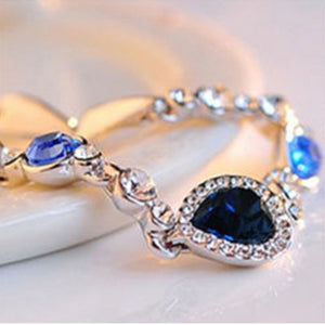 1 pc fashion Heart Bangle Bracelet Gift New Fashion Women Ocean Blue Crystal Rhinestone fine jewelry New