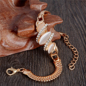 MISANANRYNE  Womens Jewelry Gold Color Cute Austrian Crystal Amazing Cat's Eye Stone Fashion Bracelets