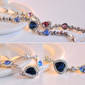 1 pc fashion Heart Bangle Bracelet Gift New Fashion Women Ocean Blue Crystal Rhinestone fine jewelry New