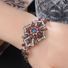 Load image into Gallery viewer, Kinel Fashion Women Hollow Flower Bangle Antique Gold Caucasus Ethnic Wedding Bracelet Turkish Jewelry Indian Festival Gifts