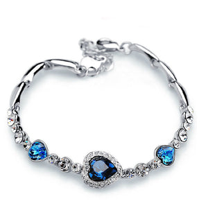 1 pc fashion Heart Bangle Bracelet Gift New Fashion Women Ocean Blue Crystal Rhinestone fine jewelry New