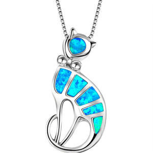 Fashion Silver Filled Blue Imitati Opal Sea Turtle Pendant Necklace for Women Female Animal Wedding Ocean Beach Jewelry Gift