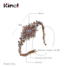 Load image into Gallery viewer, Kinel Fashion Women Hollow Flower Bangle Antique Gold Caucasus Ethnic Wedding Bracelet Turkish Jewelry Indian Festival Gifts