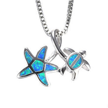 Load image into Gallery viewer, Fashion Silver Filled Blue Imitati Opal Sea Turtle Pendant Necklace for Women Female Animal Wedding Ocean Beach Jewelry Gift