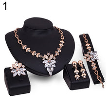 Load image into Gallery viewer, Fashion Women&#39;s Wedding Bracelet Necklace Jewelry Set Clear Crystal Statement Ring Earrings A8K5