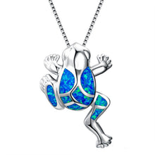 Load image into Gallery viewer, Fashion Silver Filled Blue Imitati Opal Sea Turtle Pendant Necklace for Women Female Animal Wedding Ocean Beach Jewelry Gift