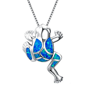 Fashion Silver Filled Blue Imitati Opal Sea Turtle Pendant Necklace for Women Female Animal Wedding Ocean Beach Jewelry Gift