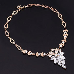 Fashion Women's Wedding Bracelet Necklace Jewelry Set Clear Crystal Statement Ring Earrings A8K5