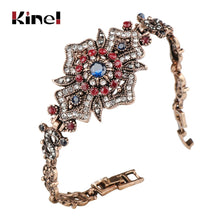 Load image into Gallery viewer, Kinel Fashion Women Hollow Flower Bangle Antique Gold Caucasus Ethnic Wedding Bracelet Turkish Jewelry Indian Festival Gifts