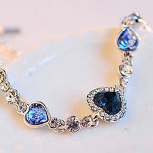 Load image into Gallery viewer, 1 pc fashion Heart Bangle Bracelet Gift New Fashion Women Ocean Blue Crystal Rhinestone fine jewelry New