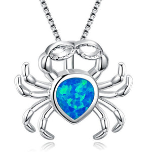 Fashion Silver Filled Blue Imitati Opal Sea Turtle Pendant Necklace for Women Female Animal Wedding Ocean Beach Jewelry Gift