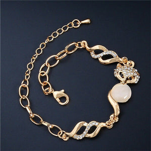 MISANANRYNE  Gold Color Cat Eye Lovely Fox Beautiful Chain Bracelet Jewelry Wholesale