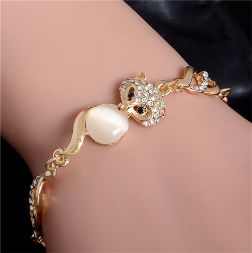 MISANANRYNE  Gold Color Cat Eye Lovely Fox Beautiful Chain Bracelet Jewelry Wholesale