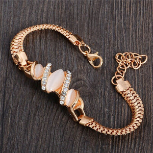 MISANANRYNE  Womens Jewelry Gold Color Cute Austrian Crystal Amazing Cat's Eye Stone Fashion Bracelets