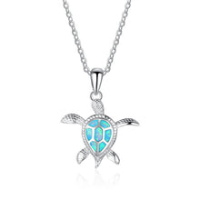 Load image into Gallery viewer, Fashion Silver Filled Blue Imitati Opal Sea Turtle Pendant Necklace for Women Female Animal Wedding Ocean Beach Jewelry Gift