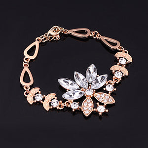 Fashion Women's Wedding Bracelet Necklace Jewelry Set Clear Crystal Statement Ring Earrings A8K5