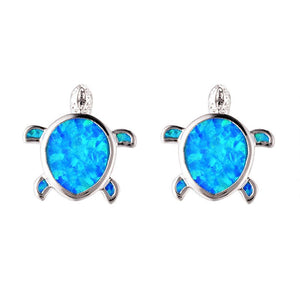 Fashion Silver Filled Blue Imitati Opal Sea Turtle Pendant Necklace for Women Female Animal Wedding Ocean Beach Jewelry Gift