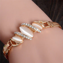 Load image into Gallery viewer, MISANANRYNE  Womens Jewelry Gold Color Cute Austrian Crystal Amazing Cat&#39;s Eye Stone Fashion Bracelets