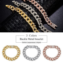 Load image into Gallery viewer, H:HYDE Men&#39;s Bracelet Hip Hop Miami Cuban Link Gold Silver Color Iced Out Paved Rhinestones Male Wristband Street Jewelry