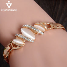 Load image into Gallery viewer, MISANANRYNE  Womens Jewelry Gold Color Cute Austrian Crystal Amazing Cat&#39;s Eye Stone Fashion Bracelets