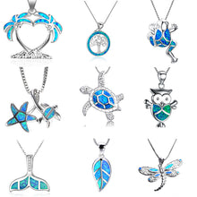 Load image into Gallery viewer, Fashion Silver Filled Blue Imitati Opal Sea Turtle Pendant Necklace for Women Female Animal Wedding Ocean Beach Jewelry Gift