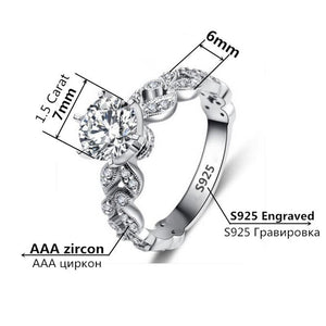 1.5  Zirconia Wedding Engagement Rings For Women White Gold Color Fashion Jewelry Female Ring Bijoux Bague Wholesale CC097