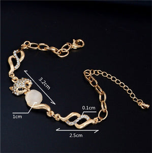 MISANANRYNE  Gold Color Cat Eye Lovely Fox Beautiful Chain Bracelet Jewelry Wholesale