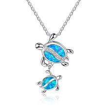 Load image into Gallery viewer, Fashion Silver Filled Blue Imitati Opal Sea Turtle Pendant Necklace for Women Female Animal Wedding Ocean Beach Jewelry Gift