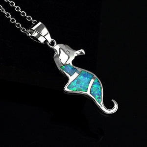 Fashion Silver Filled Blue Imitati Opal Sea Turtle Pendant Necklace for Women Female Animal Wedding Ocean Beach Jewelry Gift