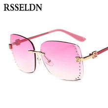 Load image into Gallery viewer, RSSELDN New Big Frame Women Sunglasses Fashion high Quality Gradient Women Rimless Sun glasses Female Brand 2019 Mirror UV400