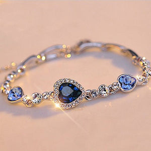 1 pc fashion Heart Bangle Bracelet Gift New Fashion Women Ocean Blue Crystal Rhinestone fine jewelry New