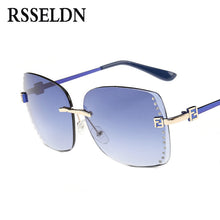 Load image into Gallery viewer, RSSELDN New Big Frame Women Sunglasses Fashion high Quality Gradient Women Rimless Sun glasses Female Brand 2019 Mirror UV400