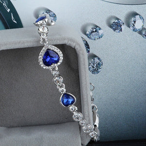 1 pc fashion Heart Bangle Bracelet Gift New Fashion Women Ocean Blue Crystal Rhinestone fine jewelry New