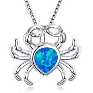 Fashion Silver Filled Blue Imitati Opal Sea Turtle Pendant Necklace for Women Female Animal Wedding Ocean Beach Jewelry Gift