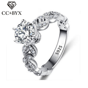 1.5  Zirconia Wedding Engagement Rings For Women White Gold Color Fashion Jewelry Female Ring Bijoux Bague Wholesale CC097