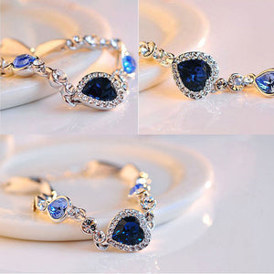 1 pc fashion Heart Bangle Bracelet Gift New Fashion Women Ocean Blue Crystal Rhinestone fine jewelry New