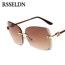 Load image into Gallery viewer, RSSELDN New Big Frame Women Sunglasses Fashion high Quality Gradient Women Rimless Sun glasses Female Brand 2019 Mirror UV400