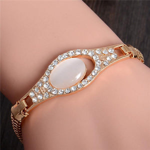 MISANANRYNE  Womens Jewelry Gold Color Cute Austrian Crystal Amazing Cat's Eye Stone Fashion Bracelets