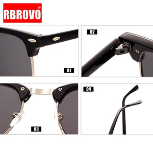 RBROVO 2019 Semi-Rimless Brand Designer Sunglasses Women/Men Polarized UV400 Classic Oculos De Sol Gafas Retro Eyeglasses