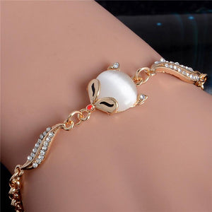 MISANANRYNE  Womens Jewelry Gold Color Cute Austrian Crystal Amazing Cat's Eye Stone Fashion Bracelets