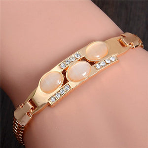 MISANANRYNE  Womens Jewelry Gold Color Cute Austrian Crystal Amazing Cat's Eye Stone Fashion Bracelets